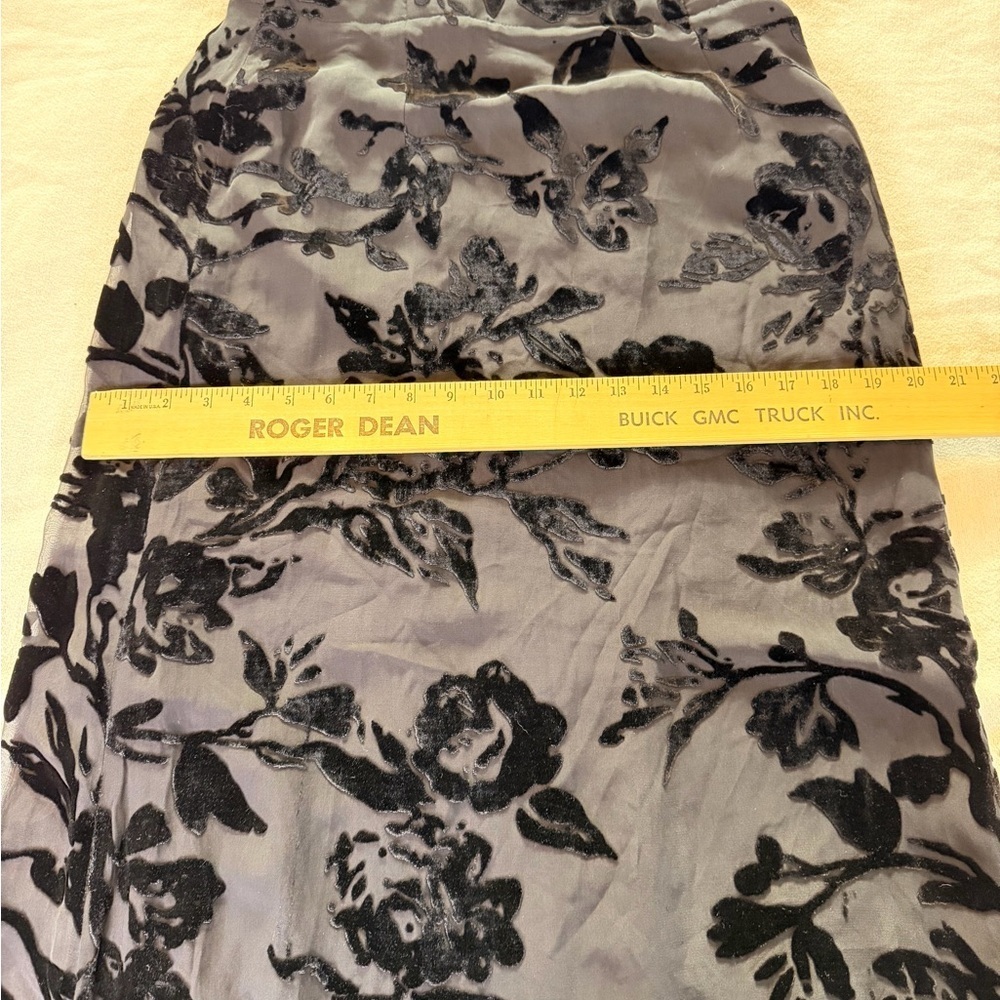 Vintage Dana Buchman Black New Old Stock Floral Burnout Skirt Sheer NWT Size 12 - Picture 10 of 12